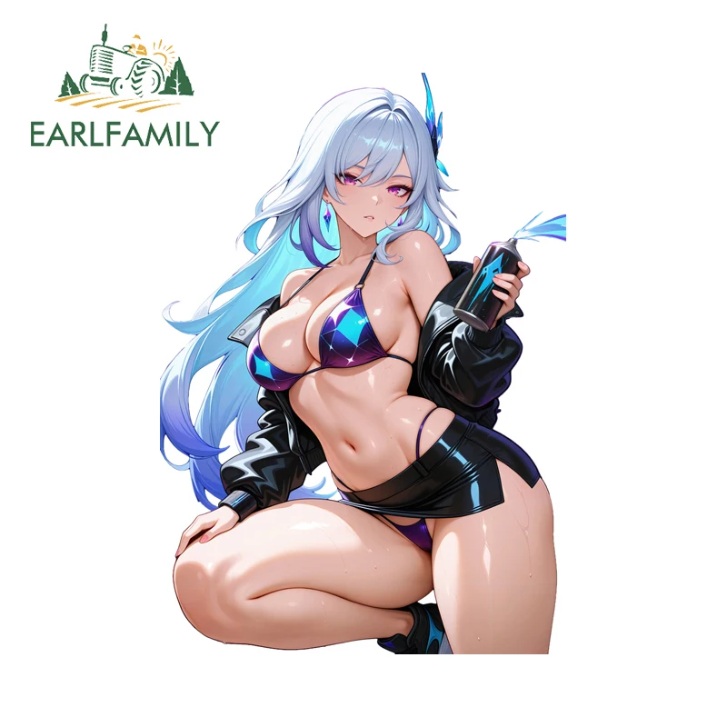 

EARLFAMILY сексуальные Sk Wee Genshin Impact автомобильные наклейки очаровательная игра Waifu яркие солнцезащитные наклейки крутая печать на заказ JDM