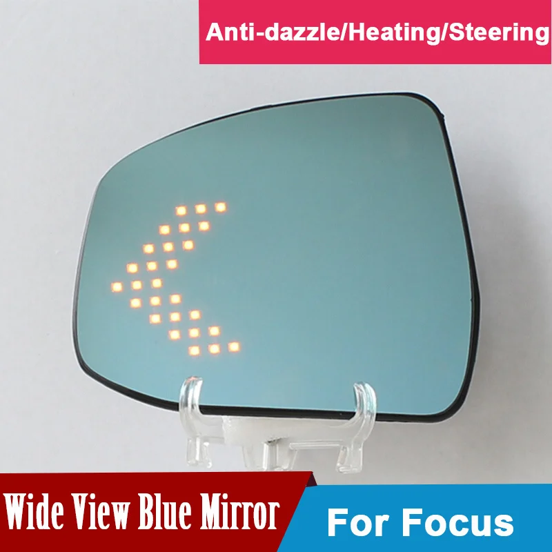 

2 Ps rearview wing mirror for ford focus multi-curvature blue wide angle LED arrow turn signal heat demist door rear view Mirror