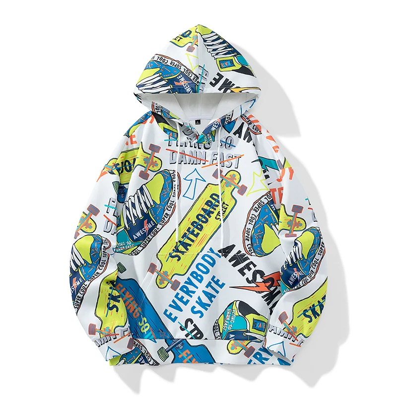 

Японский стиль, Повседневная Толстовка с круглым вырезом, весна-осень 2022, толстовка с принтом, Мужская Уличная одежда из плотного флиса в ст...