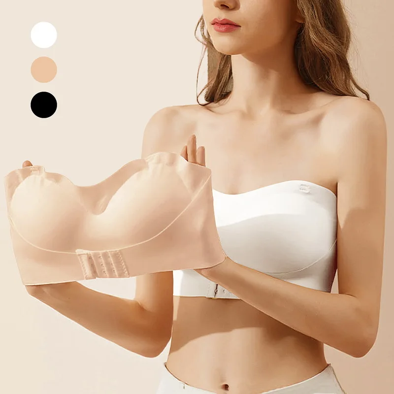 

Strapless Bra Large Size Thin Section Gather Non-Slip Bras Invisible Bra Lift Push Up Beautiful Back Women's Underwear