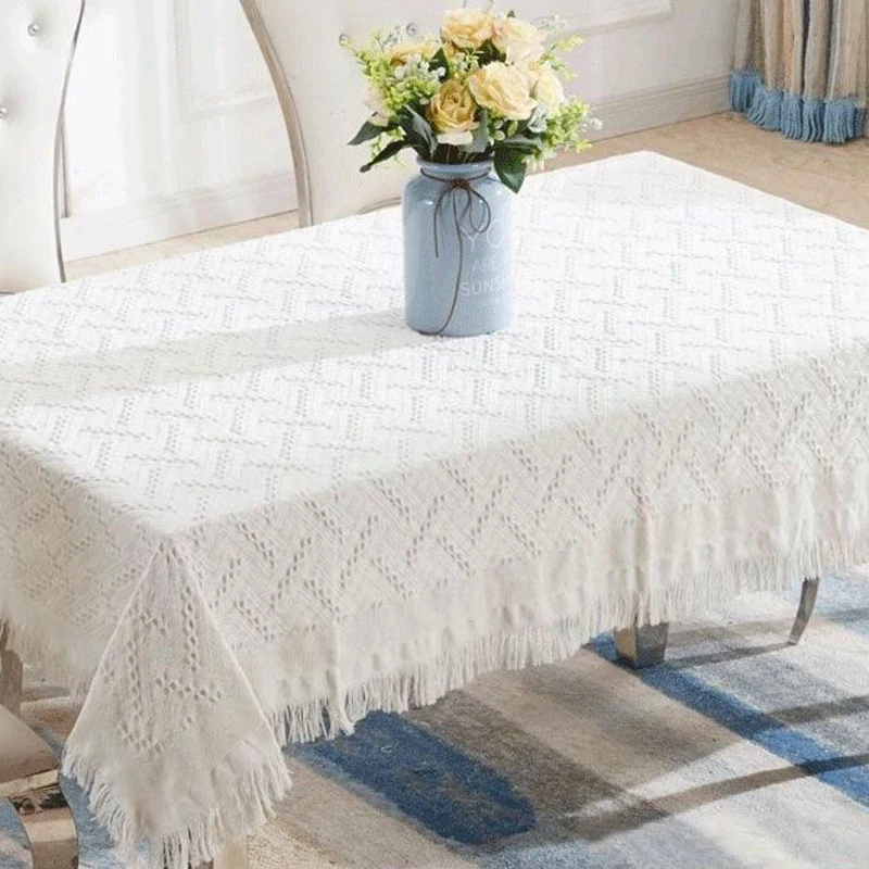

Nordic Coffee Table Pad Tablecloth INS Wind White Bedside Table Cloth Cover Rectangular Table Round Table Dust Cloth