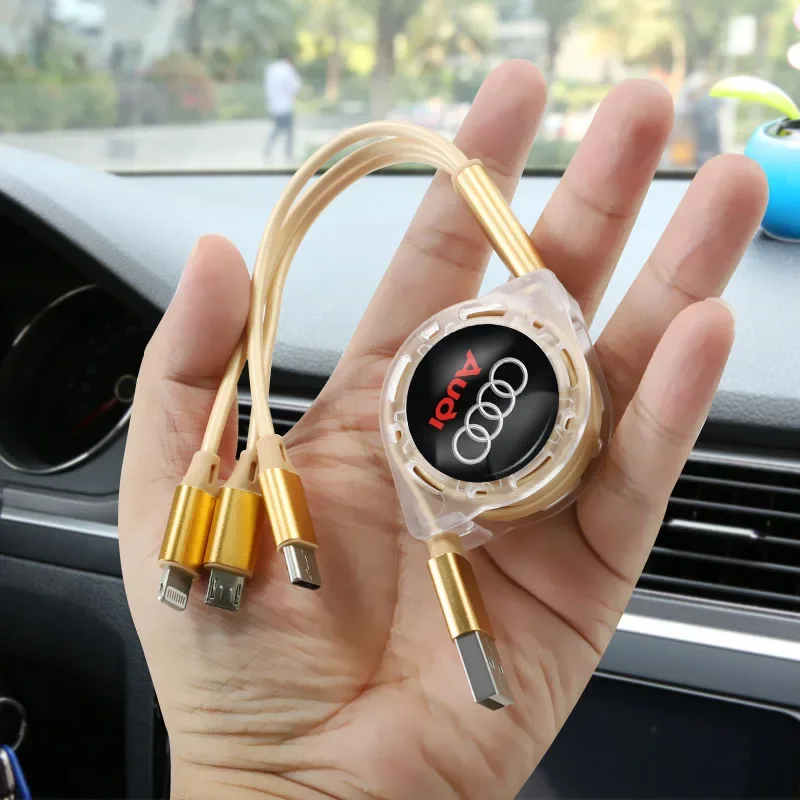 Интерьер автомобиля 3 в 1 Кабель для быстрой зарядки Micro USB типа C Audi Sline RS A1 A3 A4 A5 A7 A8