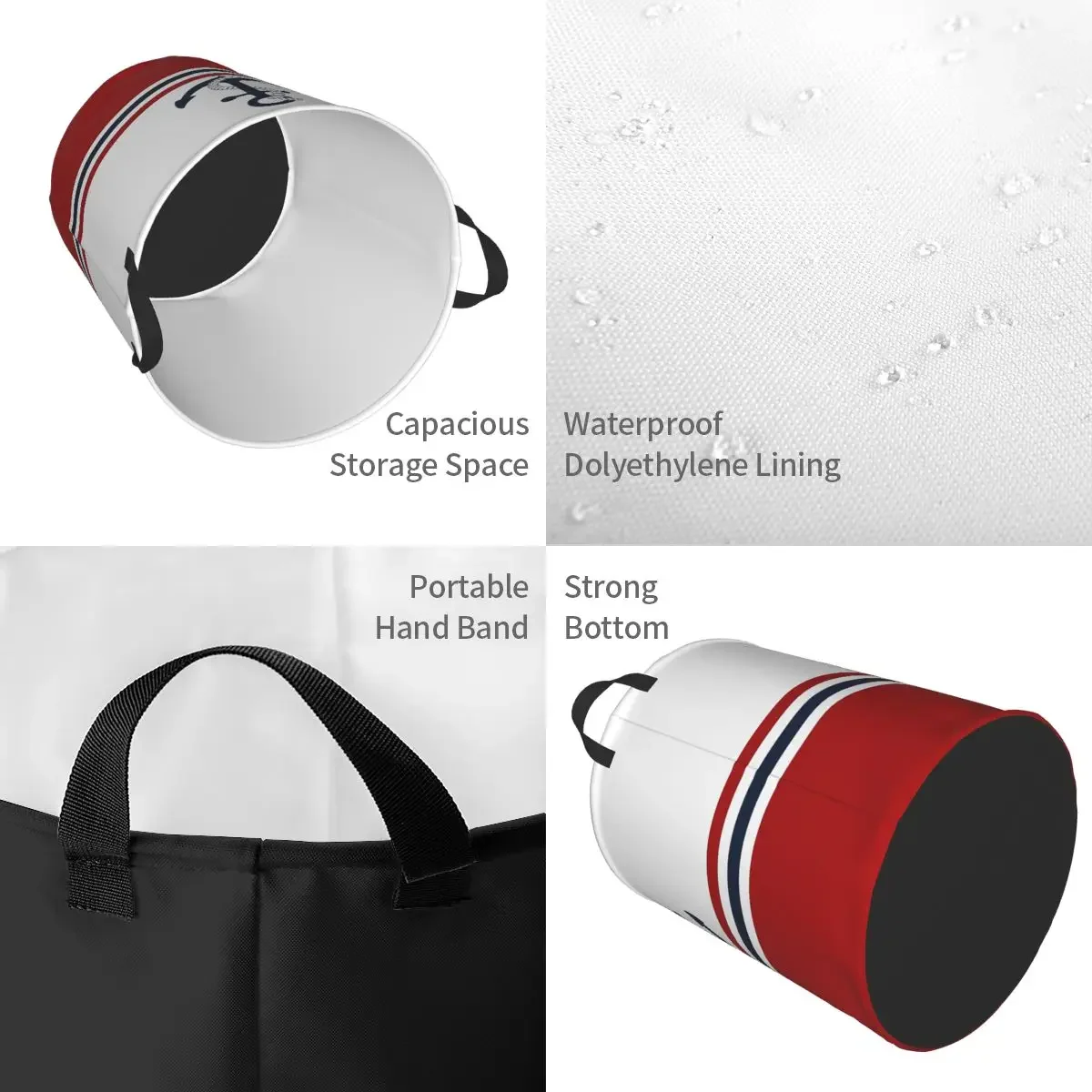 Складная корзина для белья с голубыми якорями в полоску