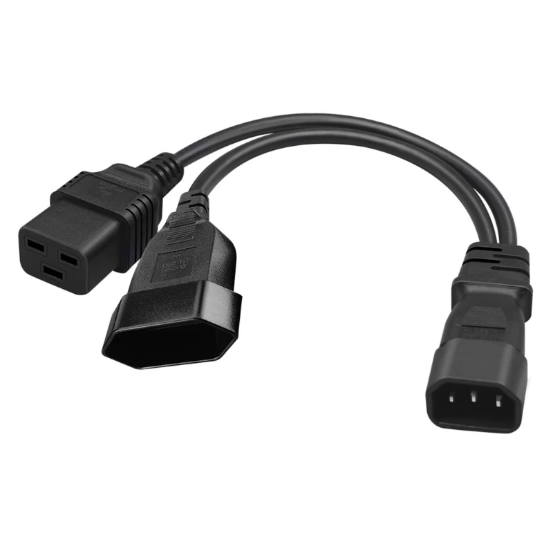 

32cm/1ft IEC320 C14 to IEC320 C19 + EU4.0mm Power Cord 1 in 2 Out Y-splitter Adapter Cable Extension Wire Line Drop Shipping