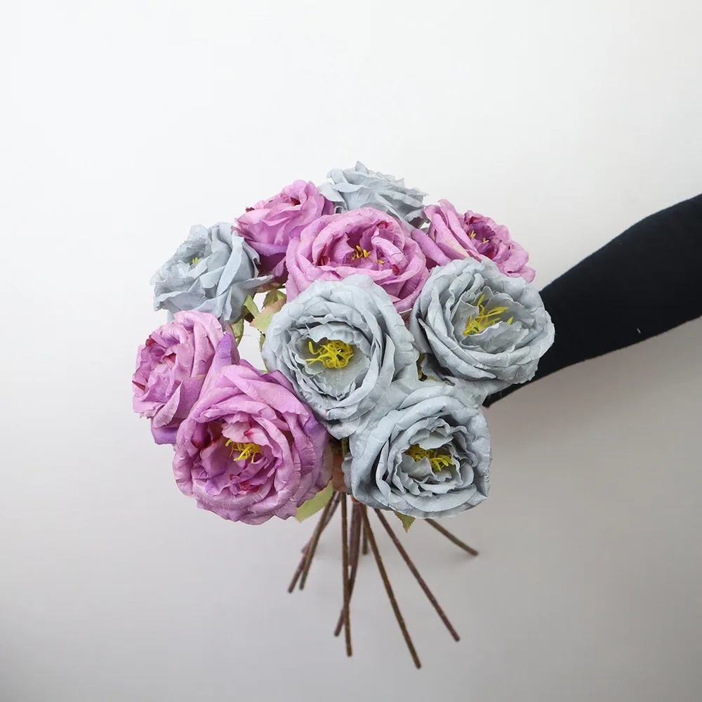 

7pcs Silk Rose Artificial Flower Branch Peony Simulation Flore Bouquet Home Table Display Flower Decoration Wedding Party Supply
