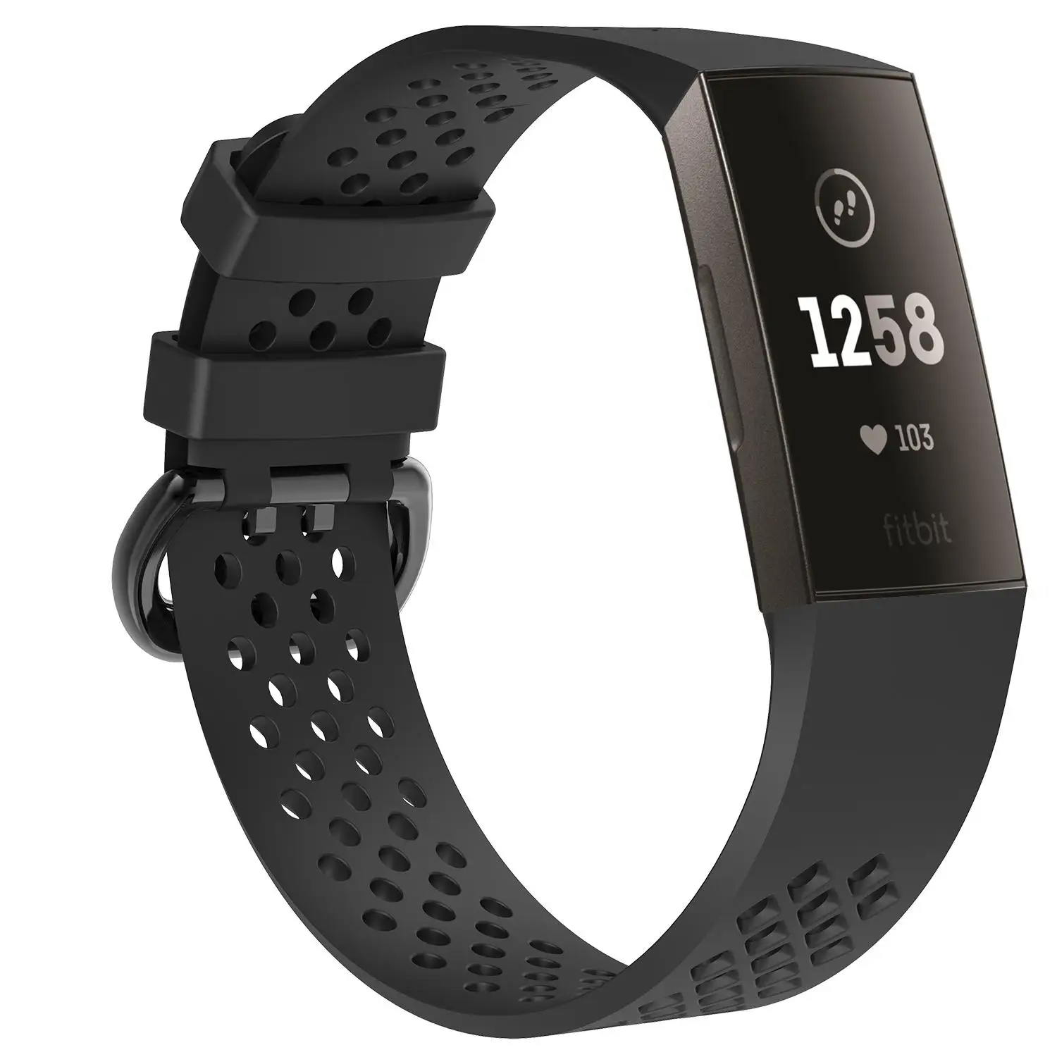 

Силиконовый полый ремешок для часов Fitbit Charge 3/4, черный (L)