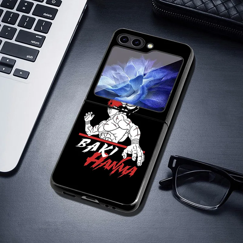 Чехол для телефона Samsung ZFlip6 5G Z-Flip5 Cool Baki Hanma Galaxy Z Flip4 Flip3 Flip 6 5 4 3 черный чехол