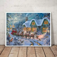 5d diamond art painting kit winter full drill embroidery christmas tree mosaic landscape home decortion santa claus snow scenery
