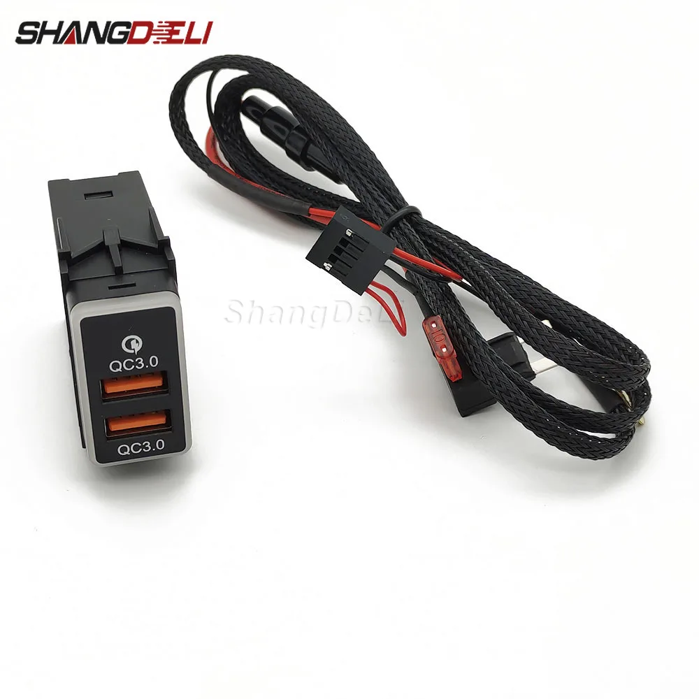 

QC3.0 Быстрая зарядка 2 USB-разъема автомобильное зарядное устройство адаптер Plug & Play кабель для NISSAN