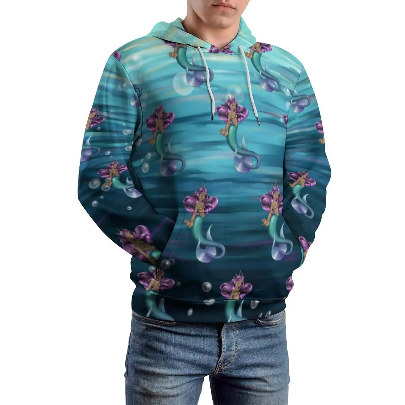 

Mermaid Queen Casual Hoodies Unisex Ombre Print Y2k Custom Hooded Sweatshirts Autumn Long Sleeve Korean Fashion Oversize Hoodie