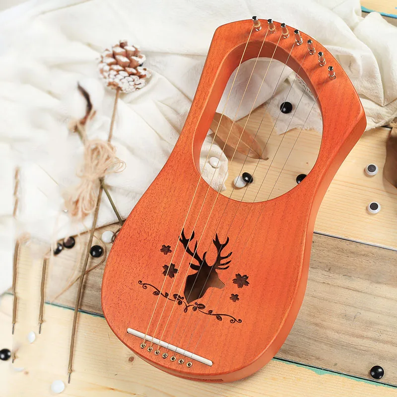 Portable Design Lyre Harp 16 String Gifts Instrument Toys Wooden Miniature Lyre Harp Authentic Intrumentos Mucicales Women Gift enlarge