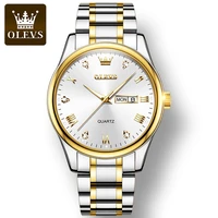 olevs 5563 golden diamond encrusted stainless steel strap watch for men waterproof business quartz men wristwatches luminous