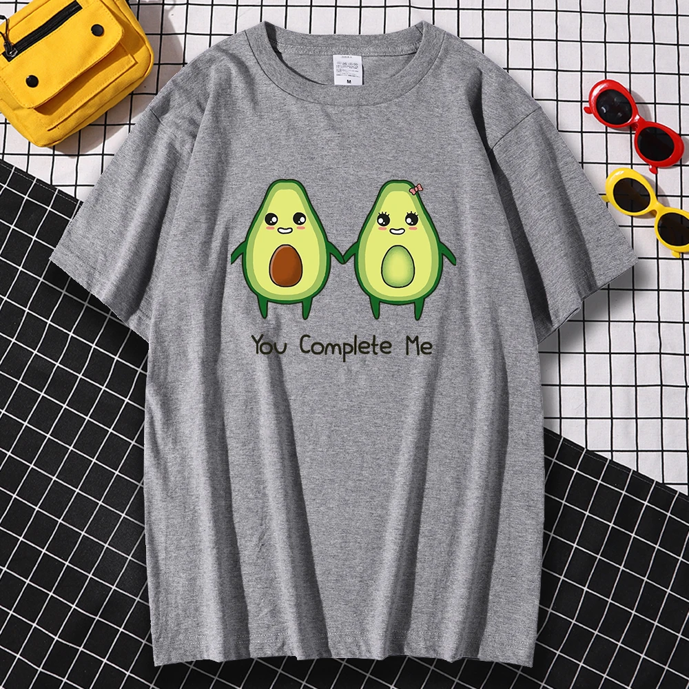 

Avocado Friends Holding Hands Printing Tshirts Men Creativity Simplicity Top Fitted Summer Clothes Vintage Branded T Shirt Man