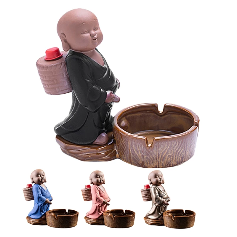

1Pcs Creative Cermic Ashtray Cute Little Monk Personality Funny Office Essential Home Furnishing Crafts Decor