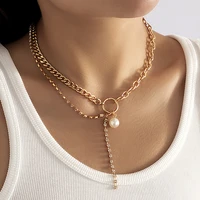 new luxury tennis chain long tassel pendant necklace for women punk basic chain choker necklace baroque simulated pearls jewelry