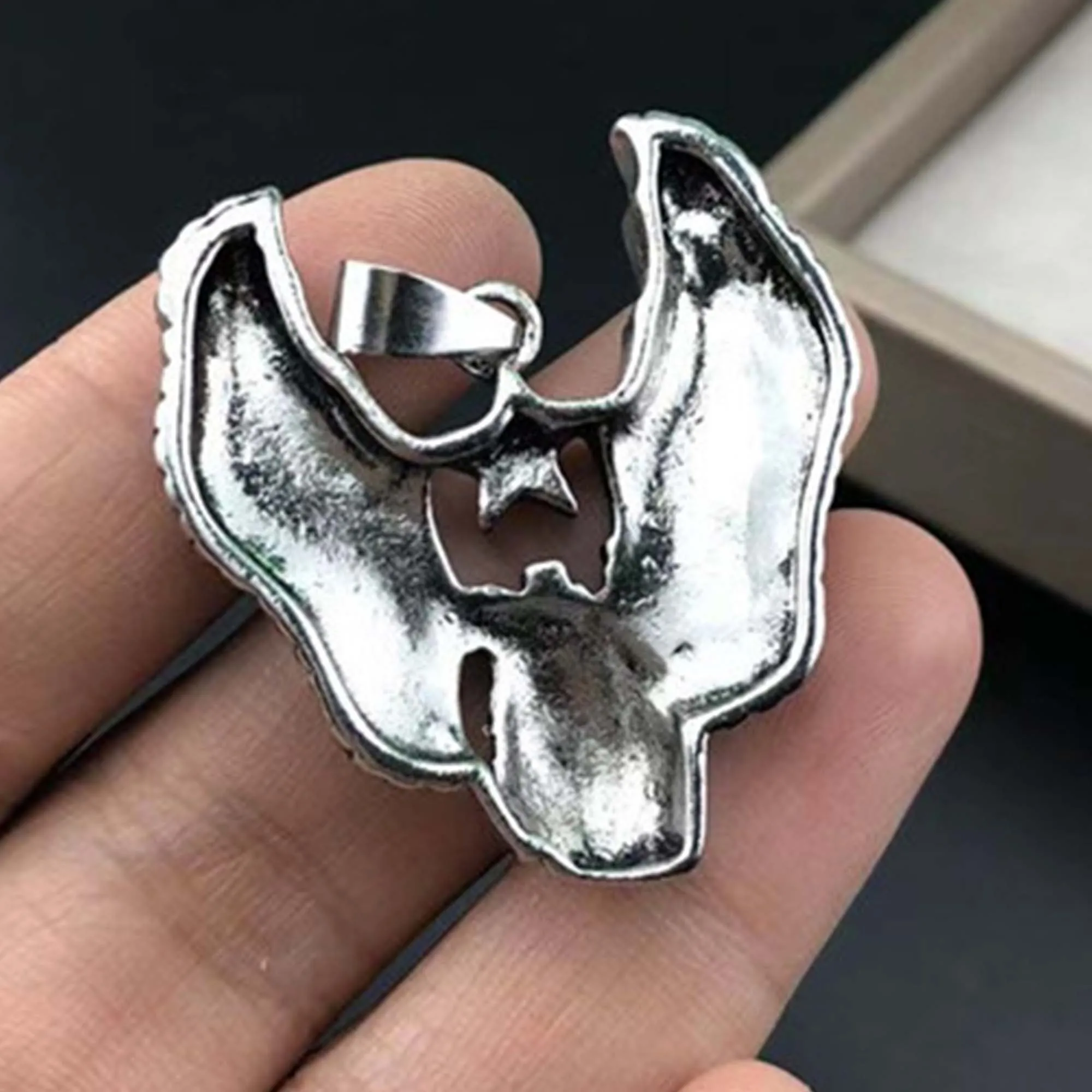1PCS-10PCS/Lot 37x36mm Silver Hip Hop Mine Wings Pendant DIY Men and Women Necklace Bracelet Keychain Jewelry Charm Accessories