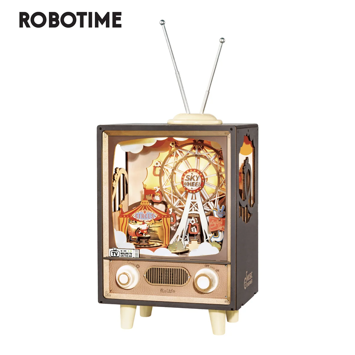 

Robotime Rolife 3D Wooden Music Box Building Kit Sunset Carnie Wood Puzzle DIY Night Light Desk Gift for Men Women Hobby