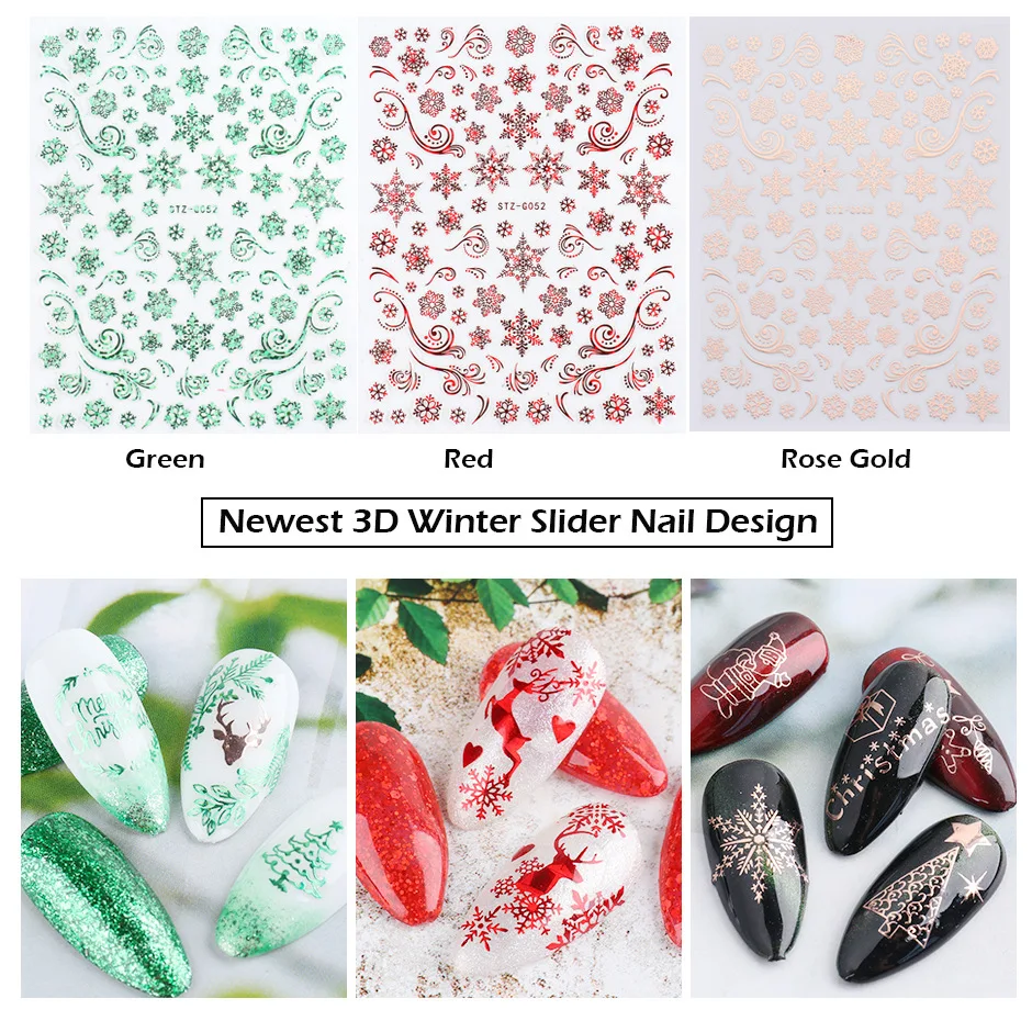 

Nail art sticker ins retro hot style rose gold Christmas snowflake elk tree nail applique nail art decorations nail studio