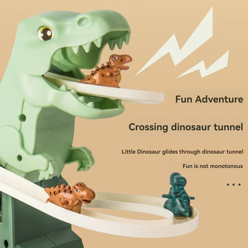 Dynamic Rotating Dinosaur Adventure Slide Climbing Stairs Children's Educational Electric Track Toy