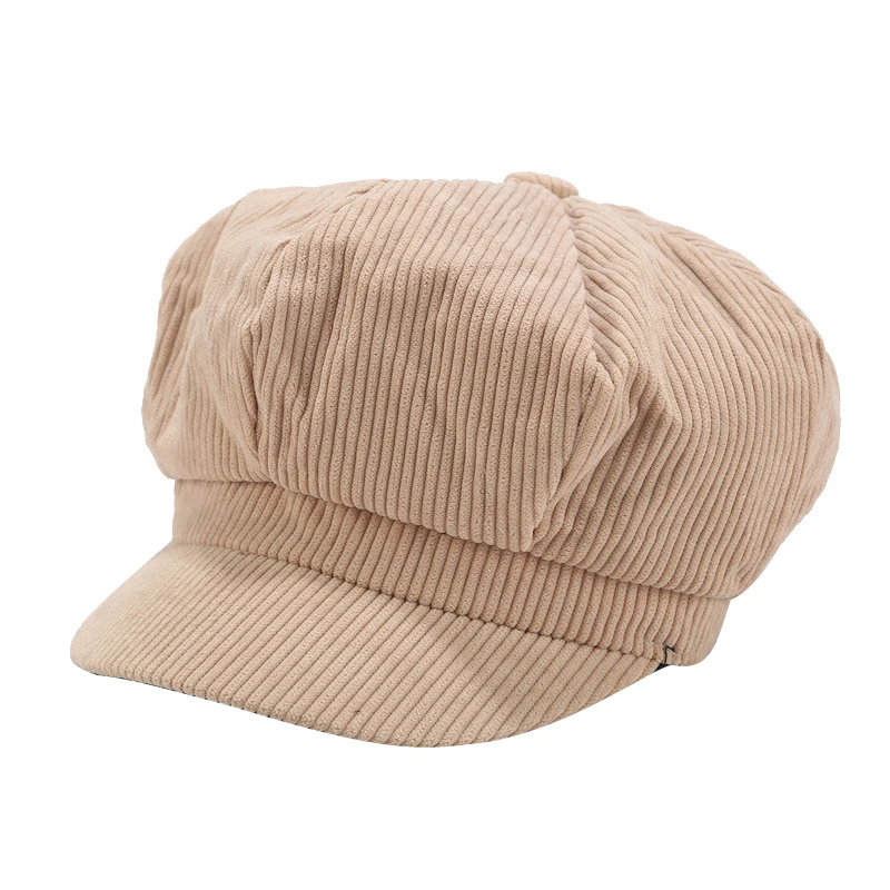

New Fashion Comfortable Women Vintage Corduroy Cap Leisure England Style Retro Octagonal Hat for ladies Painter Winter