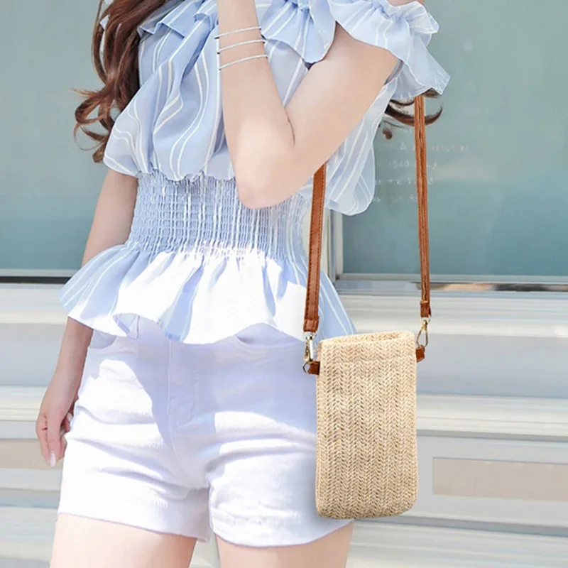 Модная Плетеная соломенная женская сумка-мессенджер через плечо летняя пляжная