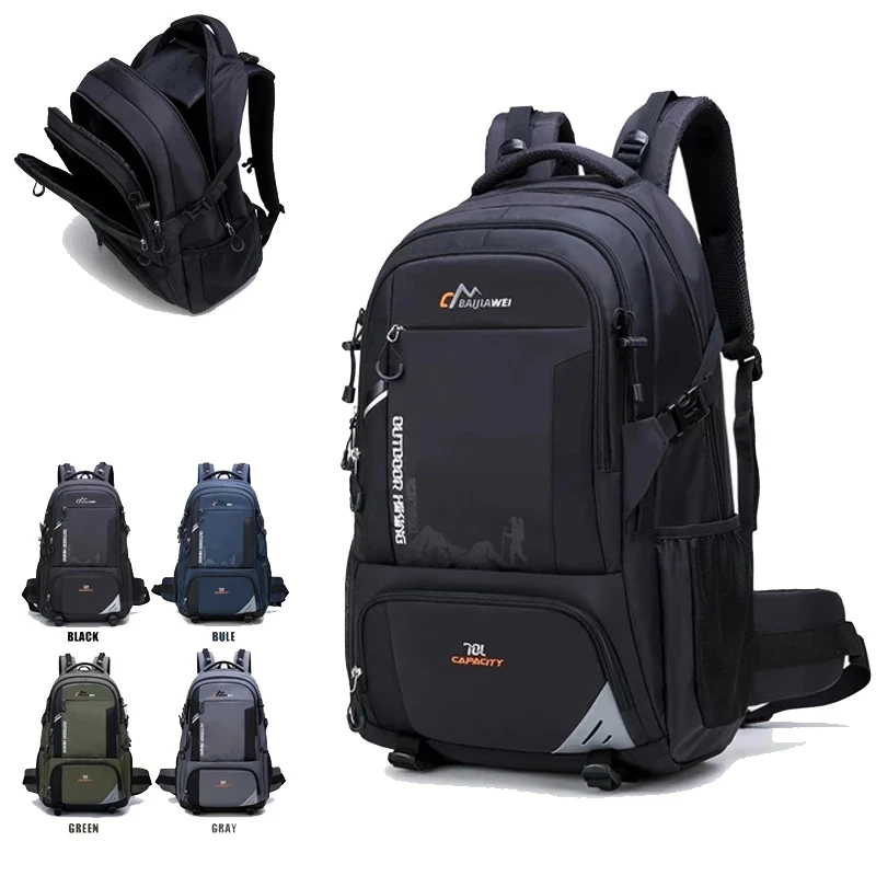 

Men's 70L Outdoor Backpack Travel Climbing Rucksack Hiking Sports Camping Backpack School Bag Casual Pack For Male Female Women