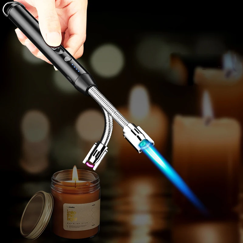 

Creative Gas-electric Dual-use Hose Lighter Personality USB Rechargeable Lighter Metal Windproof Butane Gas Lighter
