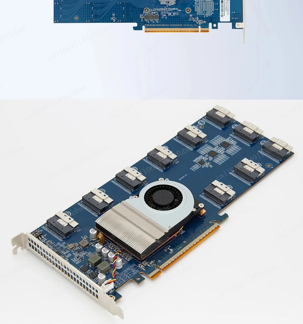 Карта расширения PLX88096: 5 слотов PCIe 4.0 x16 или 10 слотов PCIe 4.0 x8 для подключения жестких дисков U.2 без разборки, с коммутатором SFF8654 (art.: 3920dc017f78e) - 3920dc017f78e