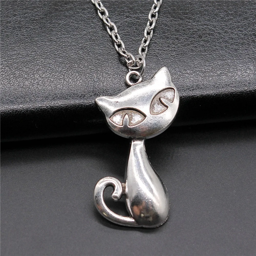 

Модное винтажное ожерелье с подвеской в виде большой кошки 2 цветов 39x32 мм для женщин и мужчин длинная цепочка ожерелье ювелирные изделия ак...