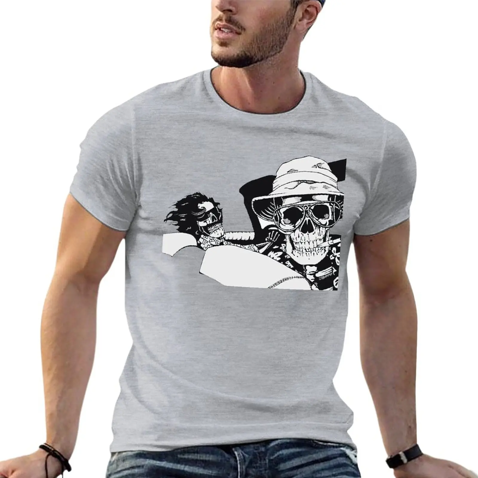 

Fear Loathing Las Vegas Dr Gonzo Hunter Thompson Oversize T-Shirt Summer Mens Clothing 100% Cotton Streetwear Big Size Tops Tee