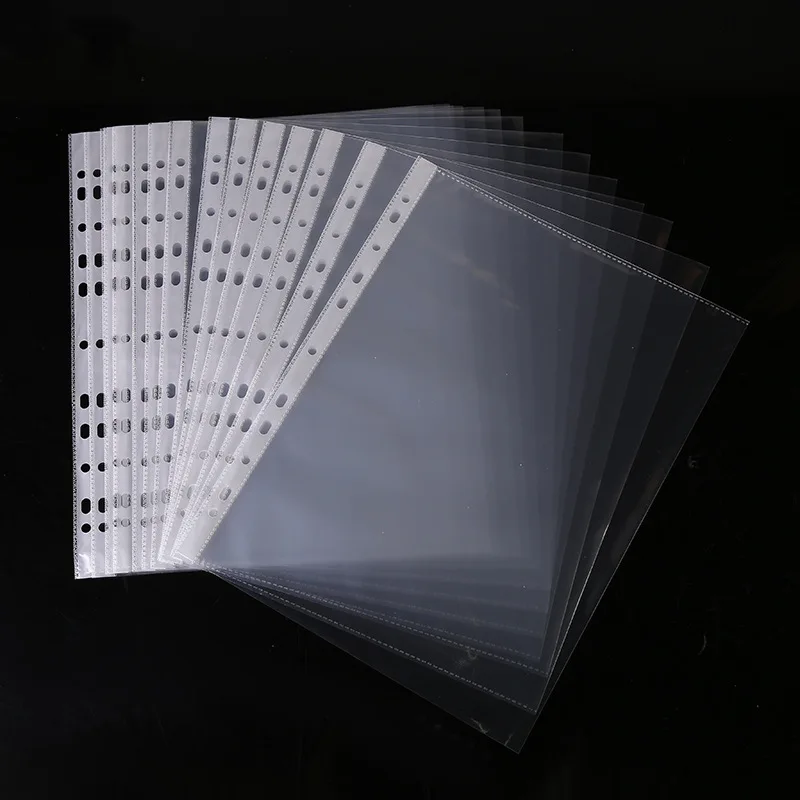 

10pcs A4 Transparent Binder Folders 11 Holes Loose-leaf Sheet Protector Document File Holder Office School Student Supplies