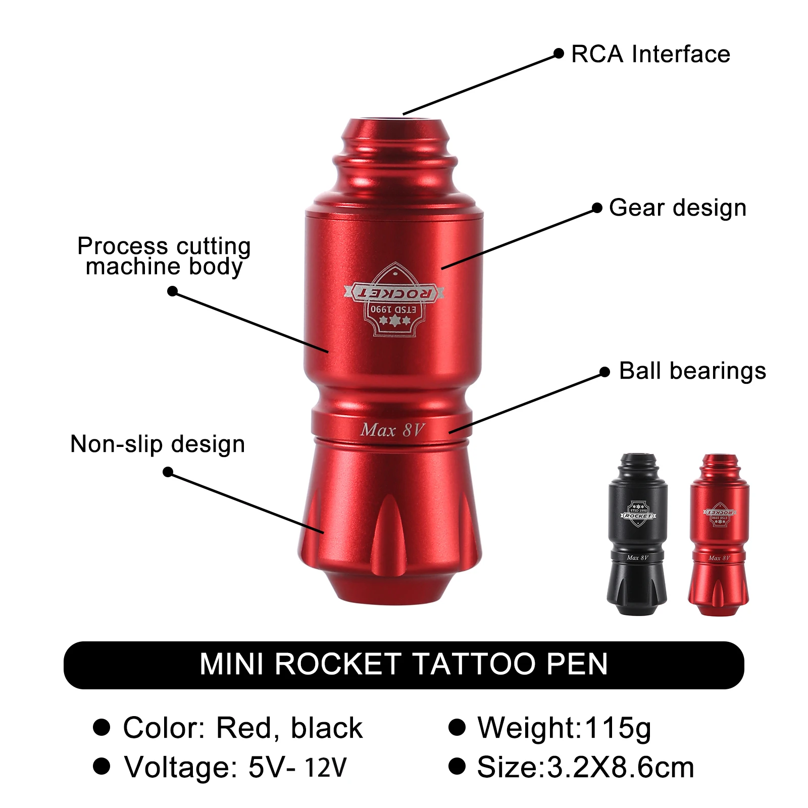 

Tattoo Machine Mini Rocket Set Wireless Tattoo Power Supply RCA Interface Professional Rotary Tattoo Battery Pen Gun Machine Ki