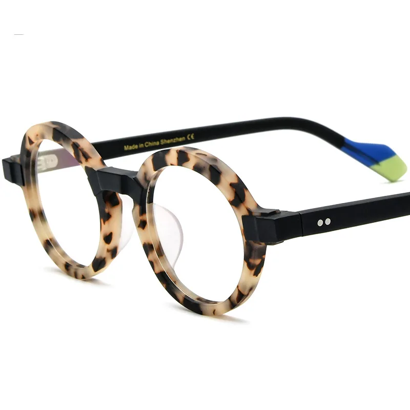 Zerosun Matte Multicolor Tortoise Reading Glasses Men Women Small Round Eyeglasses Frame Male Anti Blue Light Presbyopia Acetate