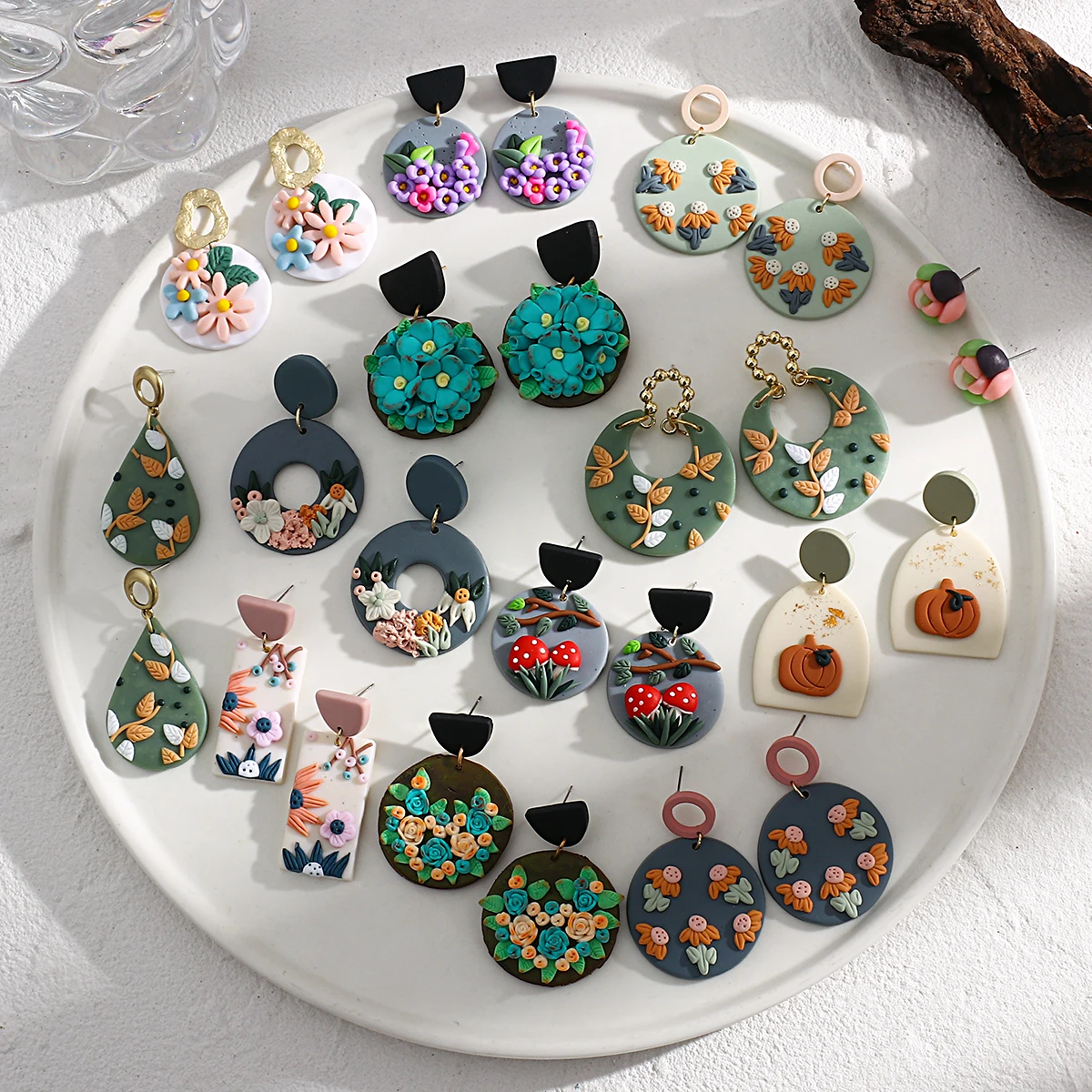 Lifefontier Разноцветные серьги ручной работы из полимерной глины Необычные Акриловые висячие серьги с абстрактным узором для женщин ювелирные изделия