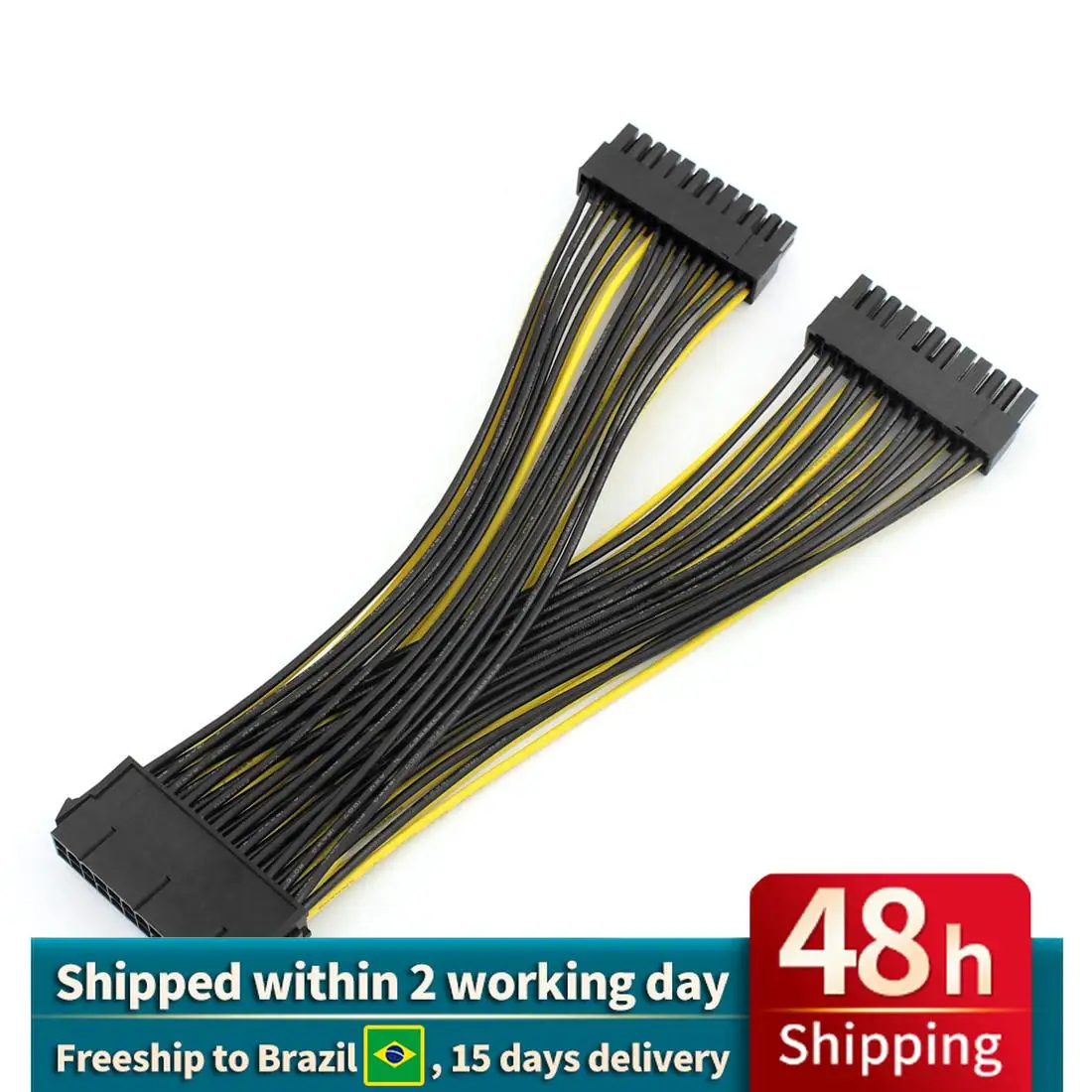 24P 20 + 4 Pin двойной блок питания кабель 18AWG 20 см ATX материнская плата адаптер Соединительный кабель удлинитель