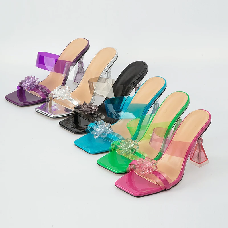 Kcenid летние новые женские сандалии со стразами тапочки с открытым носком