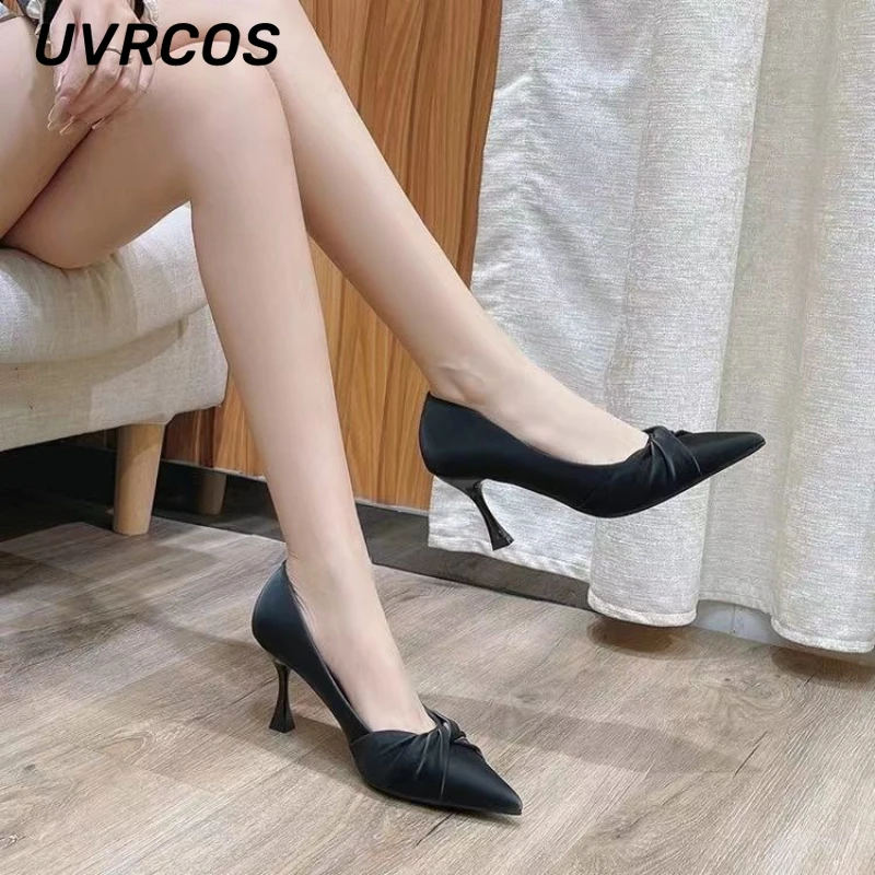 

Stiletto Shoes Pointed Toe Mid-heel Shoes Women 2022 Spring Temperament Professional Fashion Women High Heels Solid Color