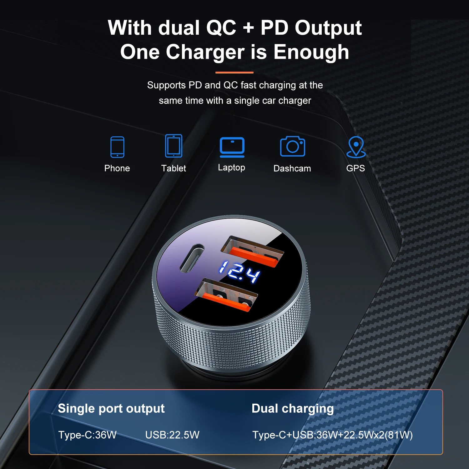 Автомобильное зарядное устройство USLION 80 Вт USB Type C PD QC 3 0 с двумя портами быстрое