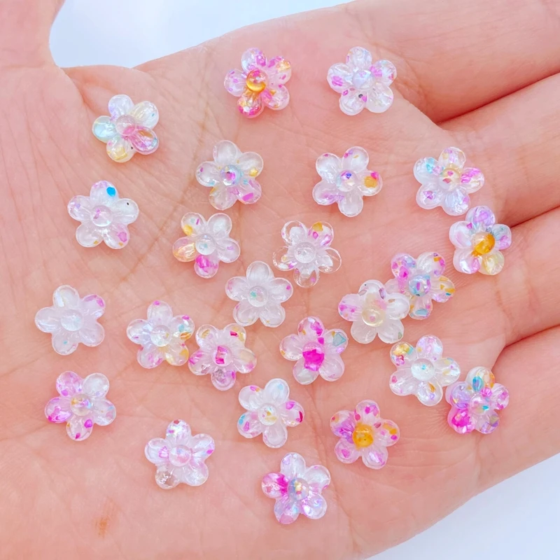 

50Pcs New Cute Mini Mixed Colorful Florets Series Resin Flatback Cabochon Scrapbook Kawaii Embellishments Accessories