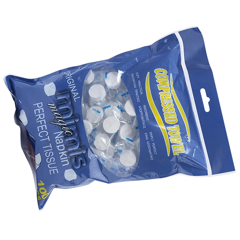 

100pcs Mini Compressed Towels Disposable Non-woven Tissue Towel for Travel Camping Salon