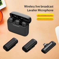 wireless lapel microphone noise reduction live interview mobile phone recording for iphone type c with charging box lavalier mic