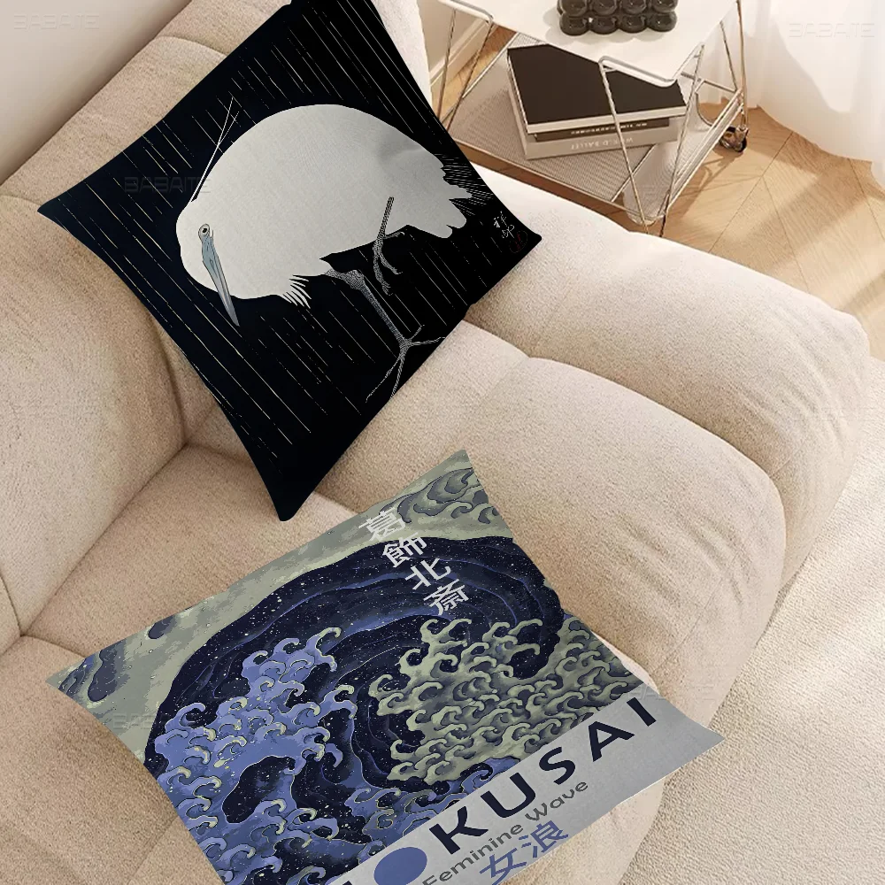 Hokusai Ohara Koson японская художественная подушка аниме диван-кровать голова наволочка