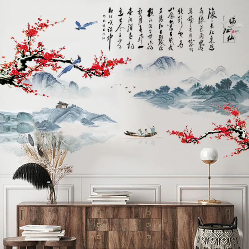 

Chinese Style Wall Decor Flower Home Decor Wall Stickers Living Room Wall Decals Bedroom Flower Wallpaper Bedroom Stickers Flora