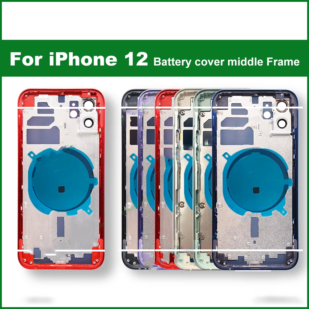 5pcs for iPhone XR 11 12 battery back midframe and sim back glass case