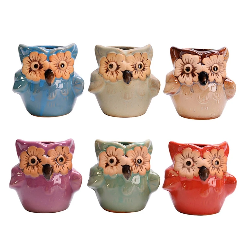 

2022 New Indoor Outdoor Plants Pot Durable Cute Animal Shaped Pot 6 Pieces/Set Succulent Bonsai Cactus Mini Pot Garden Accessory