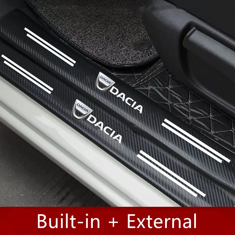 

4PCS Car Door Sill Scuff Plate Decor Sticker For DACIA Duster Spring Logan Sandero Jogger Car Key Holder