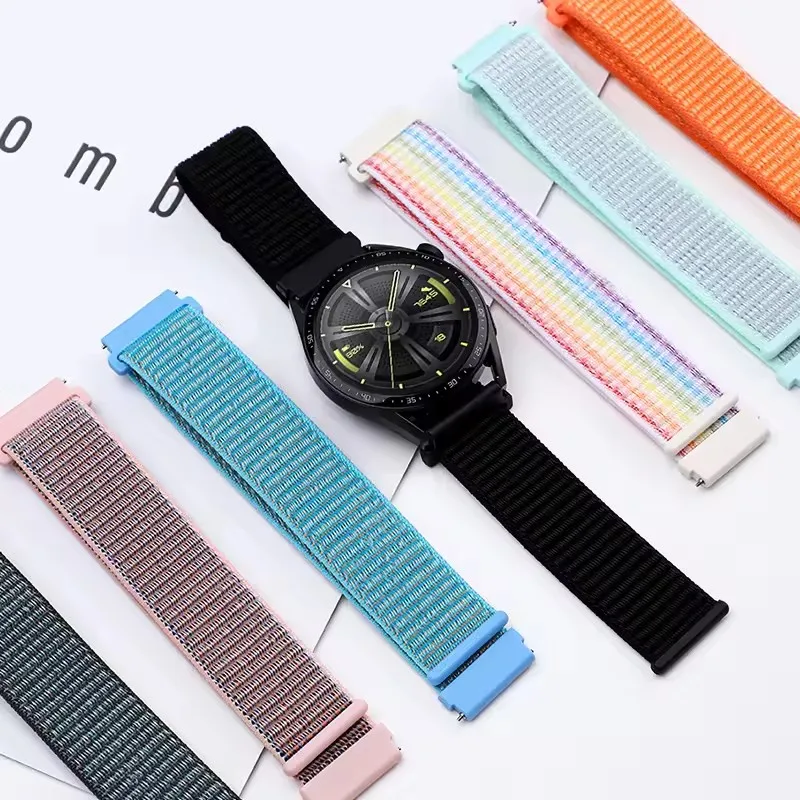 Фото Нейлоновый ремешок для часов Samsung Galaxy Watch 6 4 7 FE classic/5 Pro/active 2/Gear S3 20 мм/22 мм, браслет для часов Huawei Watch GT 3 Pro №5