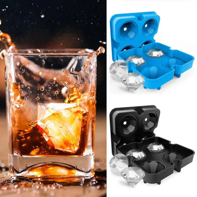 

4 Grids Ice Cube Mold Diamond Ice Cube Maker Silicone Mold for Ice-cream Dessert Cake DIY Ice Cube Lattice Kitchen Accessories