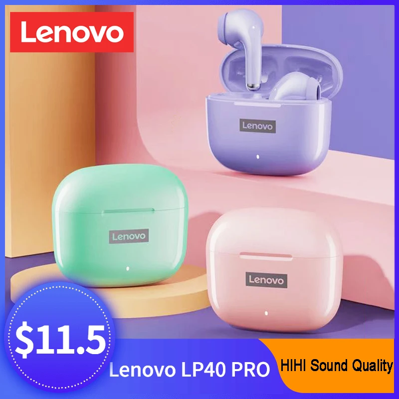 

Original Lenovo LP40 Pro TWS Wireless Earphones Bluetooth 5.1 Touch Control Earbuds Dual Stereo Bass Noise Reduction Upgrade New