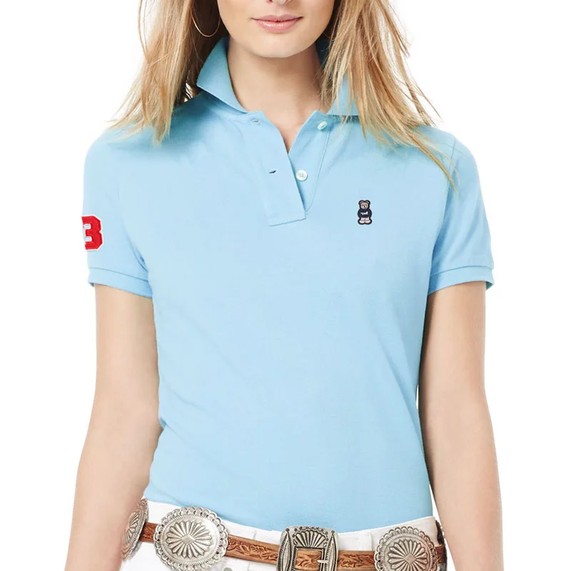 

Женская хлопковая Футболка-поло, повседневная брендовая облегающая футболка с коротким рукавом, лето 100%